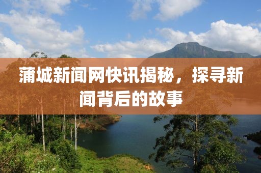蒲城新闻网快讯揭秘，探寻新闻背后的故事