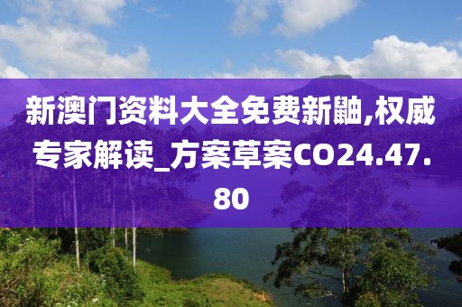 新澳门资料大全免费新鼬,权威专家解读_方案草案CO24.47.80