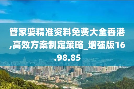 管家婆精准资料免费大全香港,高效方案制定策略_增强版16.98.85