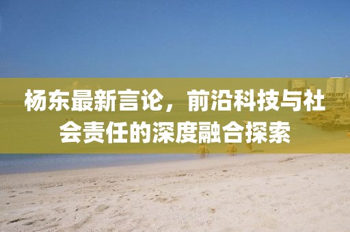 杨东最新言论，前沿科技与社会责任的深度融合探索