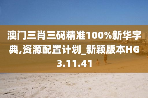 澳门三肖三码精准100%新华字典,资源配置计划_新颖版本HG3.11.41