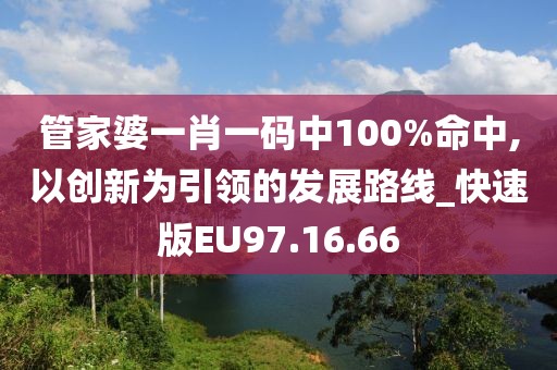 管家婆一肖一码中100%命中,以创新为引领的发展路线_快速版EU97.16.66