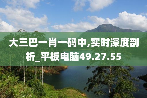 大三巴一肖一码中,实时深度剖析_平板电脑49.27.55