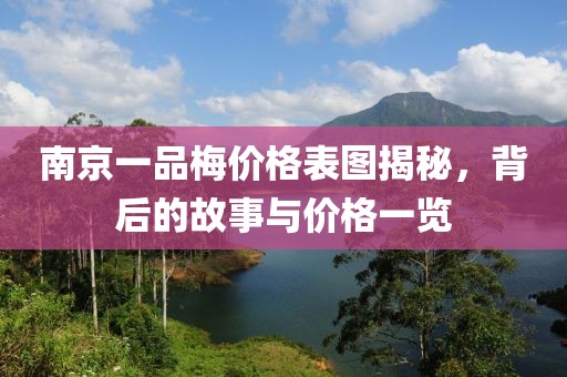 南京一品梅价格表图揭秘，背后的故事与价格一览