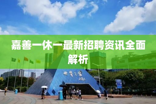 嘉善一休一最新招聘资讯全面解析