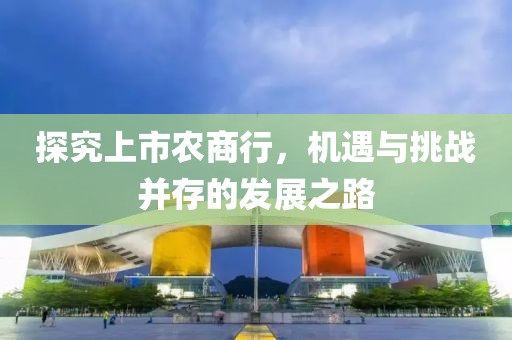 探究上市农商行，机遇与挑战并存的发展之路