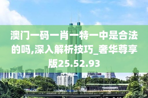 澳门一码一肖一特一中是合法的吗,深入解析技巧_奢华尊享版25.52.93