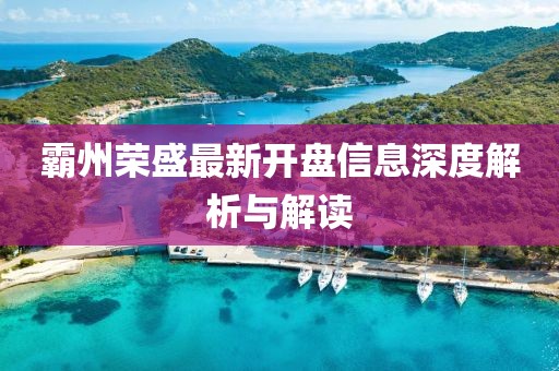霸州荣盛最新开盘信息深度解析与解读