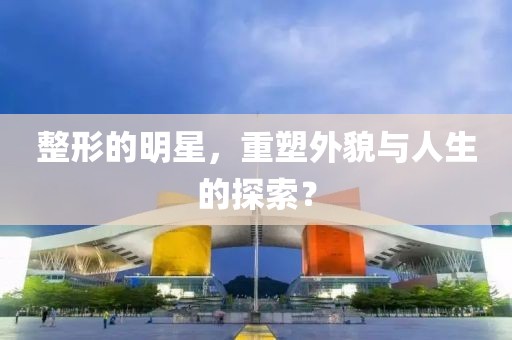整形的明星，重塑外貌与人生的探索？