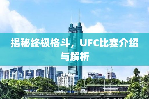 揭秘终极格斗，UFC比赛介绍与解析