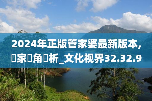 2024年正版管家婆最新版本,專家視角評析_文化视界32.32.9
