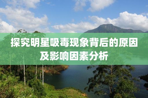 探究明星吸毒现象背后的原因及影响因素分析