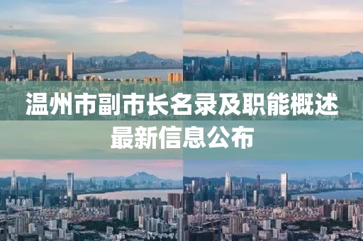 温州市副市长名录及职能概述最新信息公布