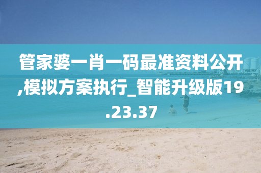 管家婆一肖一码最准资料公开,模拟方案执行_智能升级版19.23.37