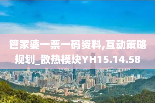 管家婆一票一码资料,互动策略规划_散热模块YH15.14.58