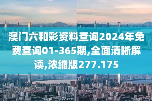 澳门六和彩资料查询2024年免费查询01-365期,全面清晰解读,浓缩版277.175