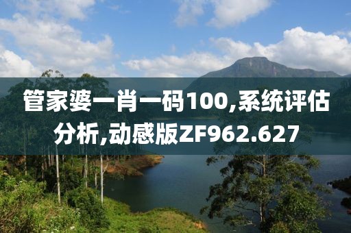 管家婆一肖一码100,系统评估分析,动感版ZF962.627