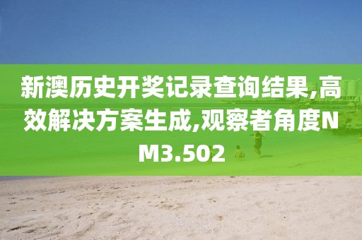 新澳历史开奖记录查询结果,高效解决方案生成,观察者角度NM3.502