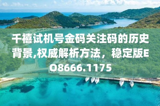 千禧试机号金码关注码的历史背景,权威解析方法，稳定版EO8666.1175