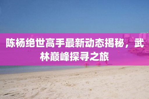 陈杨绝世高手最新动态揭秘，武林巅峰探寻之旅