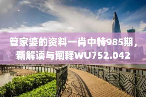 管家婆的资料一肖中特985期，新解读与阐释WU752.042