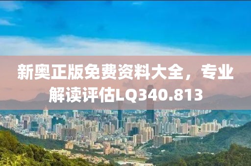 新奥正版免费资料大全，专业解读评估LQ340.813