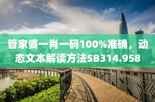 管家婆一肖一码100%准确，动态文本解读方法SB314.958