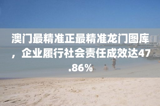 澳门最精准正最精准龙门图库，企业履行社会责任成效达47.86%