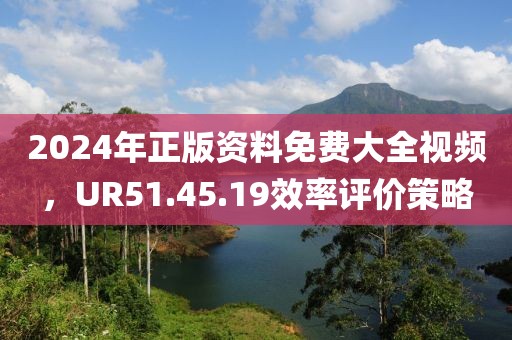 2024年正版资料免费大全视频，UR51.45.19效率评价策略